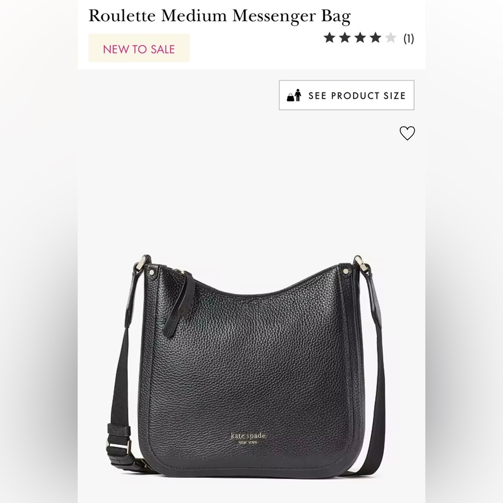 NWT♦️Kate Spade Roulette Leather Messenger Bag Black